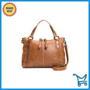 Medium Crossbody Bag with Antiqued Leather, Double Zip Top, Removable Strap